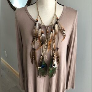 Bohemian Real Feather Leather Necklace
